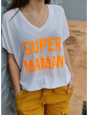 Haut "Super maman" blanc