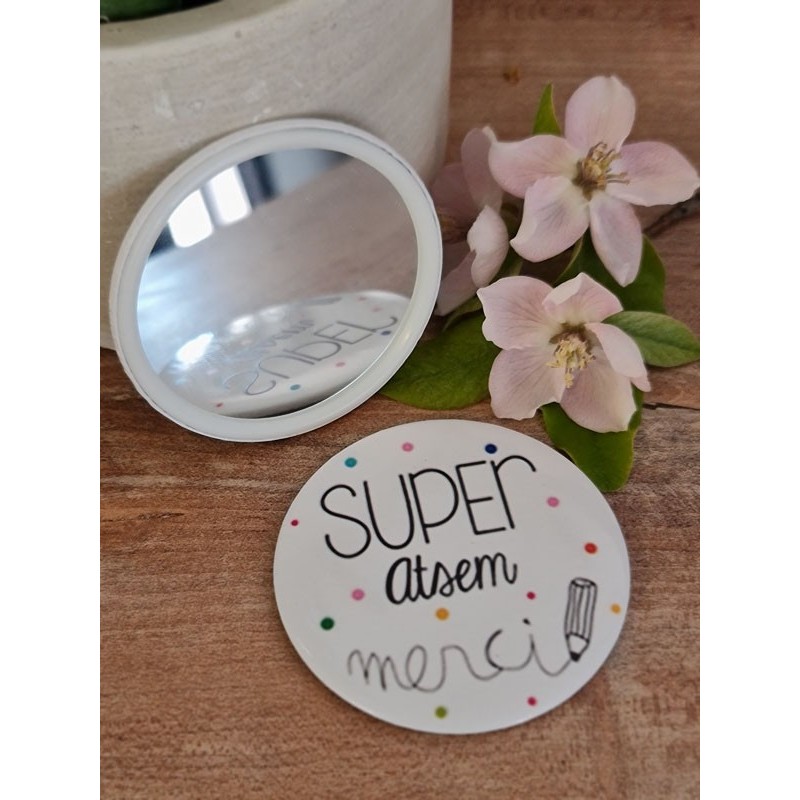 Miroir "Super atsem merci" blanc