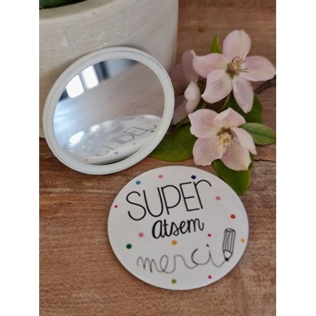 Miroir "Super atsem merci" blanc