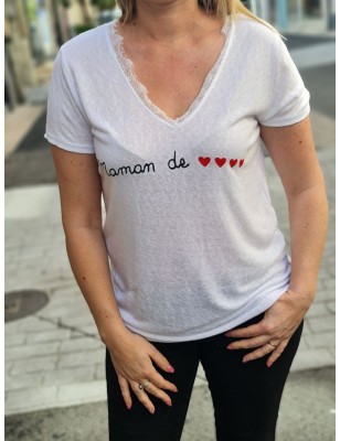 Tee-shirt "Maman de cœur" blanc