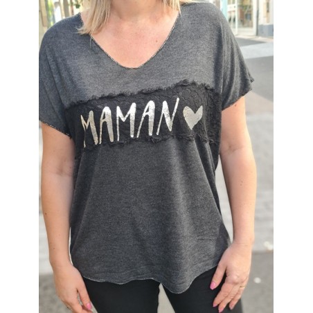 Tee-shirt "Maman" noir