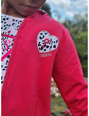 Veste à capuche Guess Yria fuchsia avec détail motif léopard