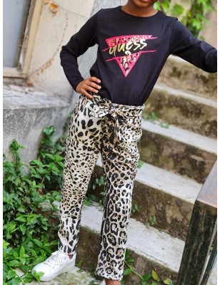 Pantalon Soane léopard avec ceinture à nouer