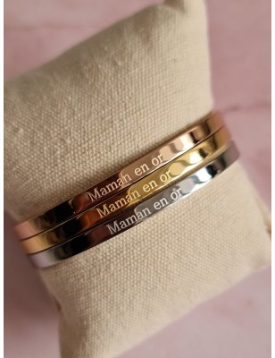 Bracelet message "maman en or" en acier inoxydable