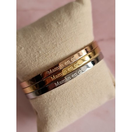 Bracelet message "maman en or" en acier inoxydable