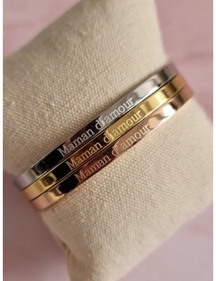 Bracelet message "maman d'amour" en acier inoxydable