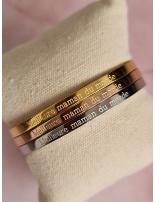 Bracelet message "Meilleure maman du monde" en acier inoxydable