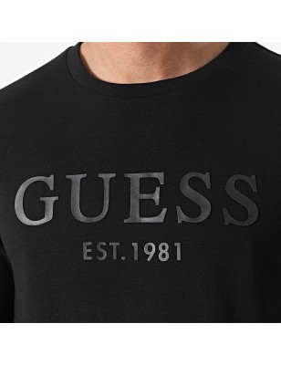 Tee-shirt manches longues Guess Andy noir avec col rond