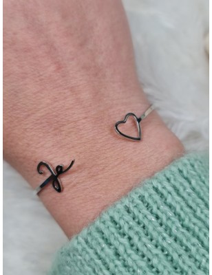 Bracelet jonc "je t'aime" en acier inoxydable