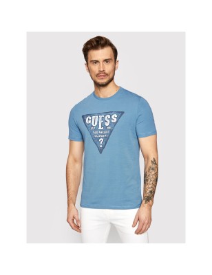 Tee-shirt col rond Guess manches courtes Rusty bleu