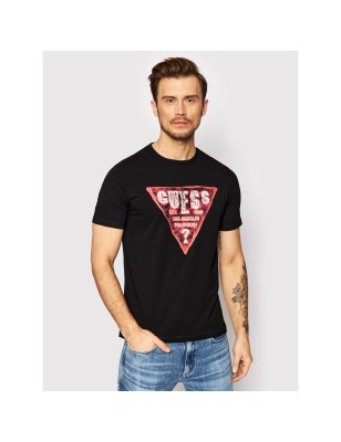 Tee-shirt col rond Guess manches courtes Rusty noir