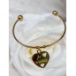 Bracelet jonc coeur pendant "Je t'aime"