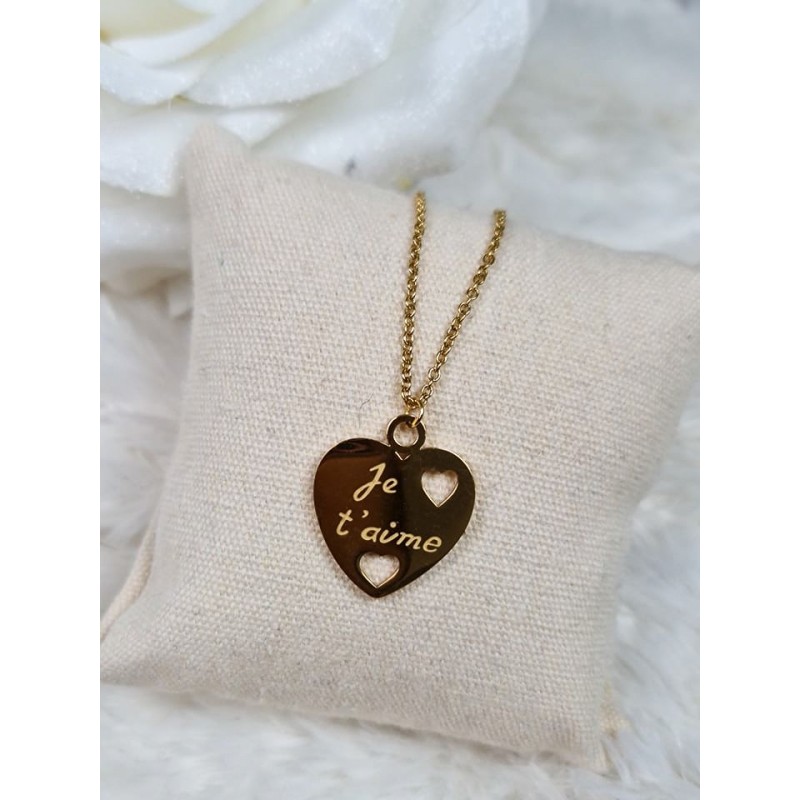 Pendentif plaqué or clef du coeur