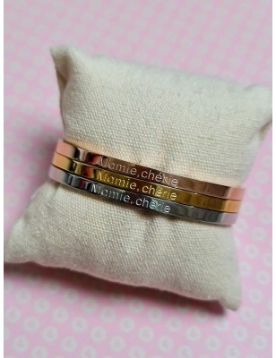 Bracelet message "mamie chérie" en acier inoxydable