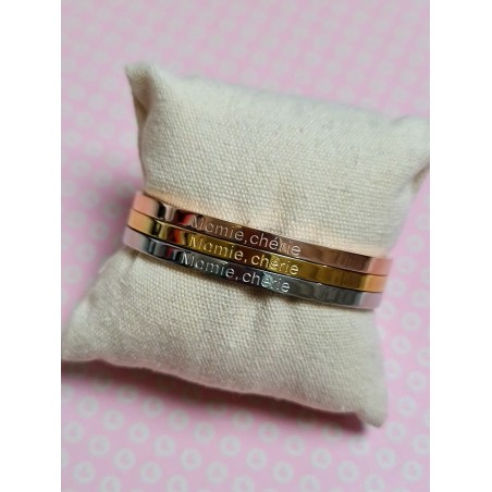 Bracelet message "mamie chérie" en acier inoxydable