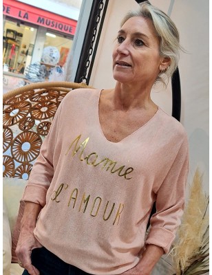 Pull fin Mamie d'amour rose