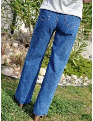 Jeans large Helena bleu