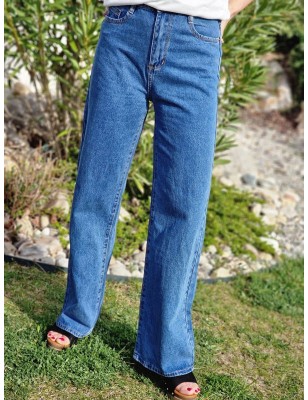 Jeans large Helena bleu