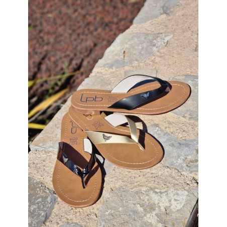 Tongs femme LPB Emma or