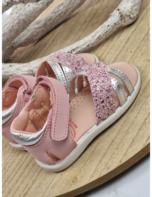 Sandales bébé Plakton Babilo roses avec effet pailleté