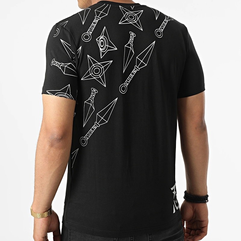 Tee-shirt manches courtes Comme Des Loups Shinobi noir avec poignards et étoiles de ninja