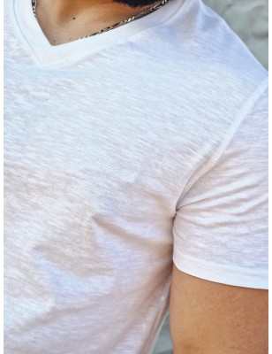 Tee-shirt manches courtes Guess Relata blanc avec col V