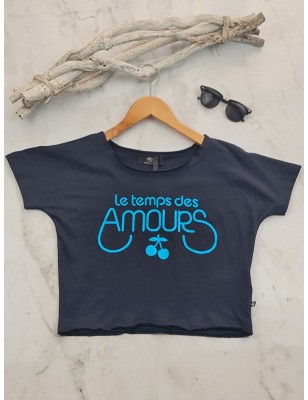 Tee-shirt court Le Temps des Cerises Aerigi bleu marine avec manches courtes