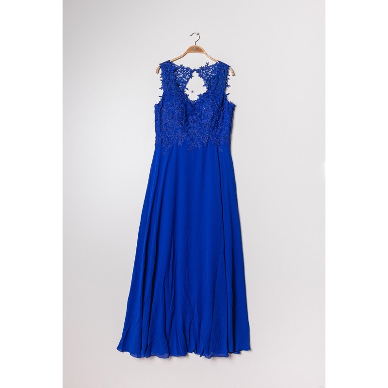Robe longue de cérémonie Teodora bleu électrique avec broderie et perles