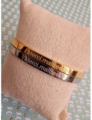 Bracelet message "Merci maitresse" en acier inoxydable