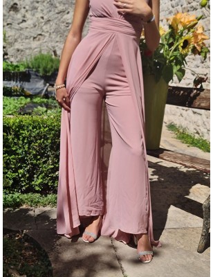 Combi-pantalon de cérémonie Velvet rose en voilage effet robe