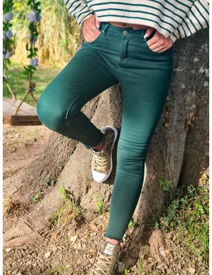 Jeans skinny taille haute Lena vert
