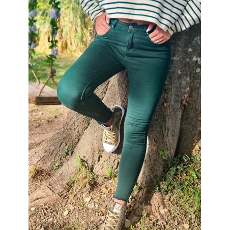 Jeans skinny taille haute Lena vert