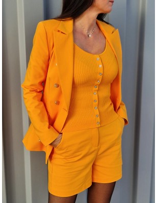 Veste de tailleur Morgan Vaggy orange avec boutons dorés