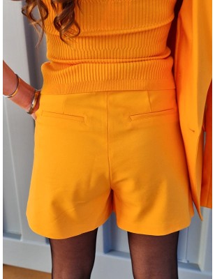 Short Morgan Shaggy orange taille haute avec boutons doré