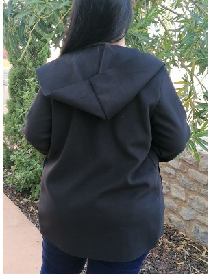 Manteau fin à capuche Sofi noir