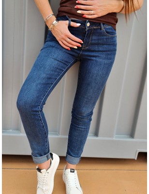 Jeans slim légèrement délavé Morgan Pom bleu jean