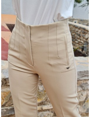 Pantalon taille haute LPB Euria beige coupe 3/4