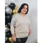 Pull large strass Elody beige