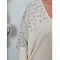 Pull large strass Elody beige