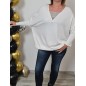 Pull large col strass Cleo blanc