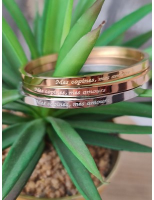 Bracelet message "mes copines, mes amours" en acier inoxydable