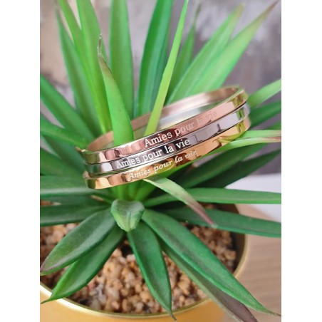 Bracelet message "amies pour la vie" en acier inoxydable