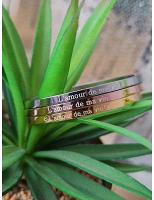 Bracelet message "l'amour de ma vie" en acier inoxydable