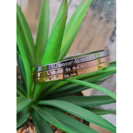 Bracelet message "l'amour de ma vie" en acier inoxydable