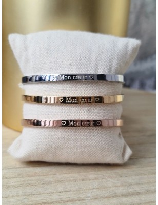 Bracelet message "mon cœur" en acier inoxydable