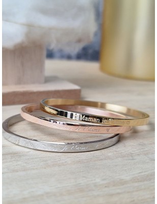 Bracelet message "maman je t'aime" en acier inoxydable