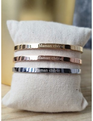 Bracelet message "maman chérie" en acier inoxydable