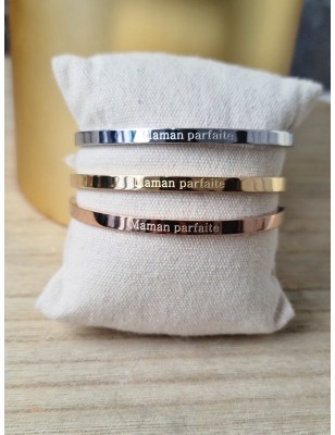 Bracelet message "maman parfaite" en acier inoxydable