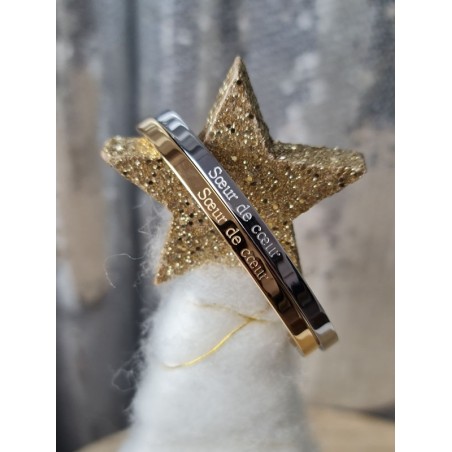 Bracelet message "sœur de cœur" en acier inoxydable