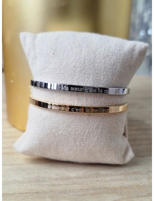 Bracelet message "ma sœur c'est la meilleure" en acier inoxydable